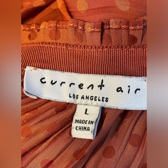 Current Air Anthropologie Blouse Polka Dots Pleated Rust L - Picture 8 of 10
